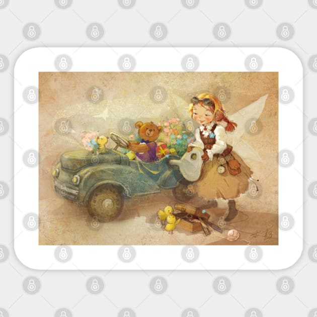 Fairy and car Sticker by kbabok